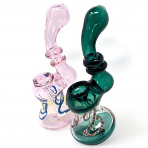 5.5" Color Glass Rope Dual Rim Bubbler Hand Pipe 1pk - Assorted [RKGS68]