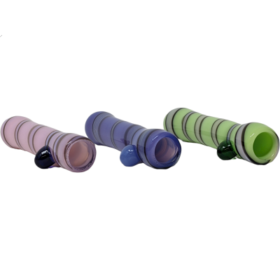 3" Slyme Black Spiral Ribbon Twist Chillum  Hand Pipe - (Pack of 3) [RKP250]
