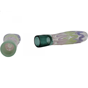 3" Clear Body Slyme Scribble Ribbon Colored Bowl Chillum Hand Pipe - (Pack of 2) [RKP252]
