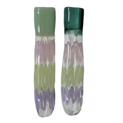 3" Clear Body Slyme Scribble Ribbon Colored Bowl Chillum Hand Pipe - (Pack of 2) [RKP252]