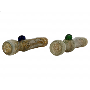 3" Frit & Spiral Ribbon Flat Mouth Chillum Hand Pipe - (Pack of 2) [RKP262]