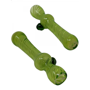 3" Slyme Green Ribbon Twirl Around Chillum Hand Pipe - (Pack of 2) [RKP263]