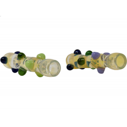 3" Silver Fumed Rainbow Multi Marble Scatter Chillum Hand Pipe - (Pack of 2) [RKP264]