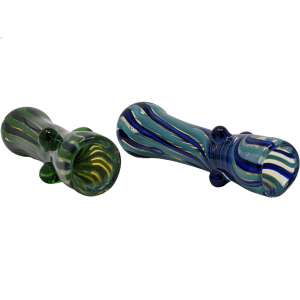 3" US-Made Swirl Ribbon Wrap Clear Body Chillum Hand Pipe - (Pack of 2) [RKP265]