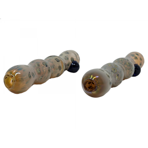 3" Cow Spot Bubble Body Chillum Hand Pipe - (Pack of 2) [RKP266]