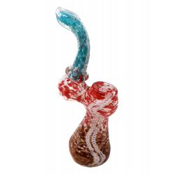 7.5" Triple Tone Frit Flat Mouth Conical Base Bubbler Hand Pipe - [STJ19]