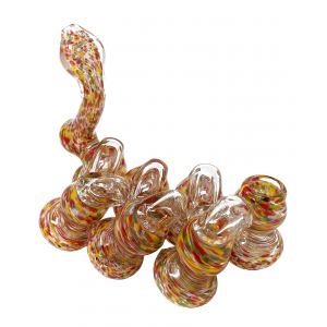 6" Frit Flat Mouth 7-Chamber Bubbler Hand Pipe - [STJ112]