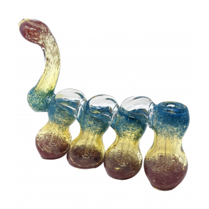 7" Silver Fumed Frit Ombre Quadrouple Inline Chamber Bubbler Hand Pipe - [STJ113]