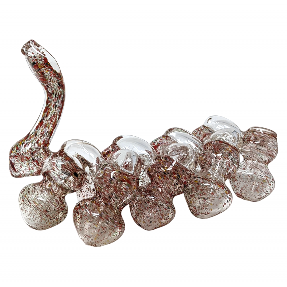 6" Light Frit Flat Mouth 8-Chamber Bubbler Hand Pipe - [STJ116]