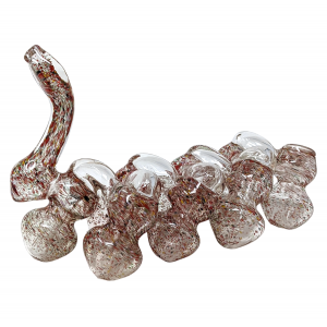 6" Light Frit Flat Mouth 8-Chamber Bubbler Hand Pipe - [STJ116]