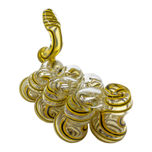 6" Silver Fumed Curl Line Flat Mouth 7-Chamber Bubbler Hand Pipe - [STJ120]