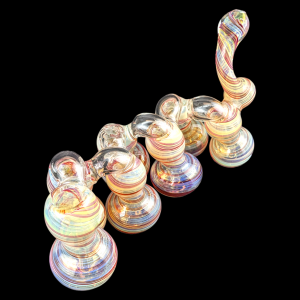 7" Swirlific Design Gold Fumed 7-Chamber Bubbler - [STJ141]