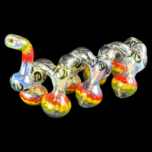 6" Gold Fumed Intricate Rasta Art 7-Chamber Bubbler - [STJ142]