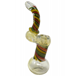 8" Silver Fumed Rasta Rod Art Bubbler [STJ46]