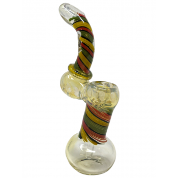 8" Silver Fumed Rasta Rod Art Bubbler [STJ46]