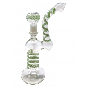 7" Zig Zag Line Clear Bubbler with Oil Dome - [WIB-290]
