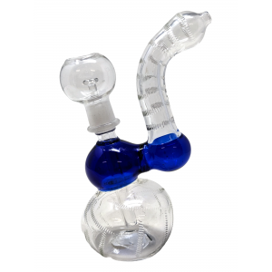 6.5" Etched Line Color Middle Bubbler with Oil Dome - [WIB-294]