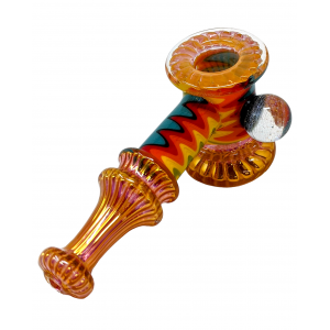 5.7" Assorted Gold Fumed Edges Wig Wag Body Dicro Pendant Bubbler Hand Pipe - [WSG016]