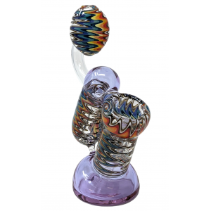 6" Assorted Wig Wag Double Chamber Bubbler Hand Pipe - [WSG020]