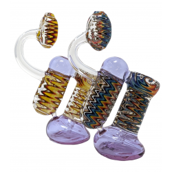 6" Assorted Wig Wag Double Chamber Bubbler Hand Pipe - [WSG020]