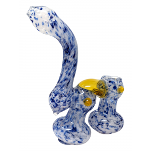 7" Dual Color Frit Double Chamber Bubbler Hand Pipe - [YT15]