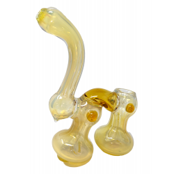 7" Silver Fumed Simple Double Chamber Bubbler Hand Pipe - [YT17]