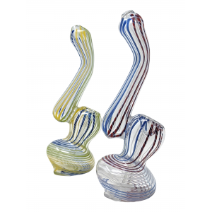 6" Clear Glass Line Art Medium Bubbler Hand Pipe (Pack of 2) - [ZD163]