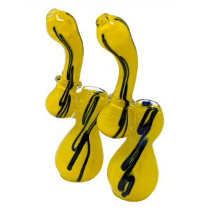 6" Assorted Frit Single Rim Spiral Ribbon Bubbler Hand Pipe - (Pack of 2) [ZD222]