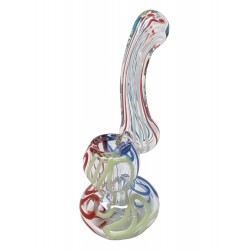 4" Assorted Mini Spiral Line Clear Body Bubbler Hand Pipe - (Pack of 2) [ZD236]