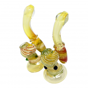 6.5" Gold Fumed Rasta Line Art Standing Bubbler (Pack of 2) - [ZD268]