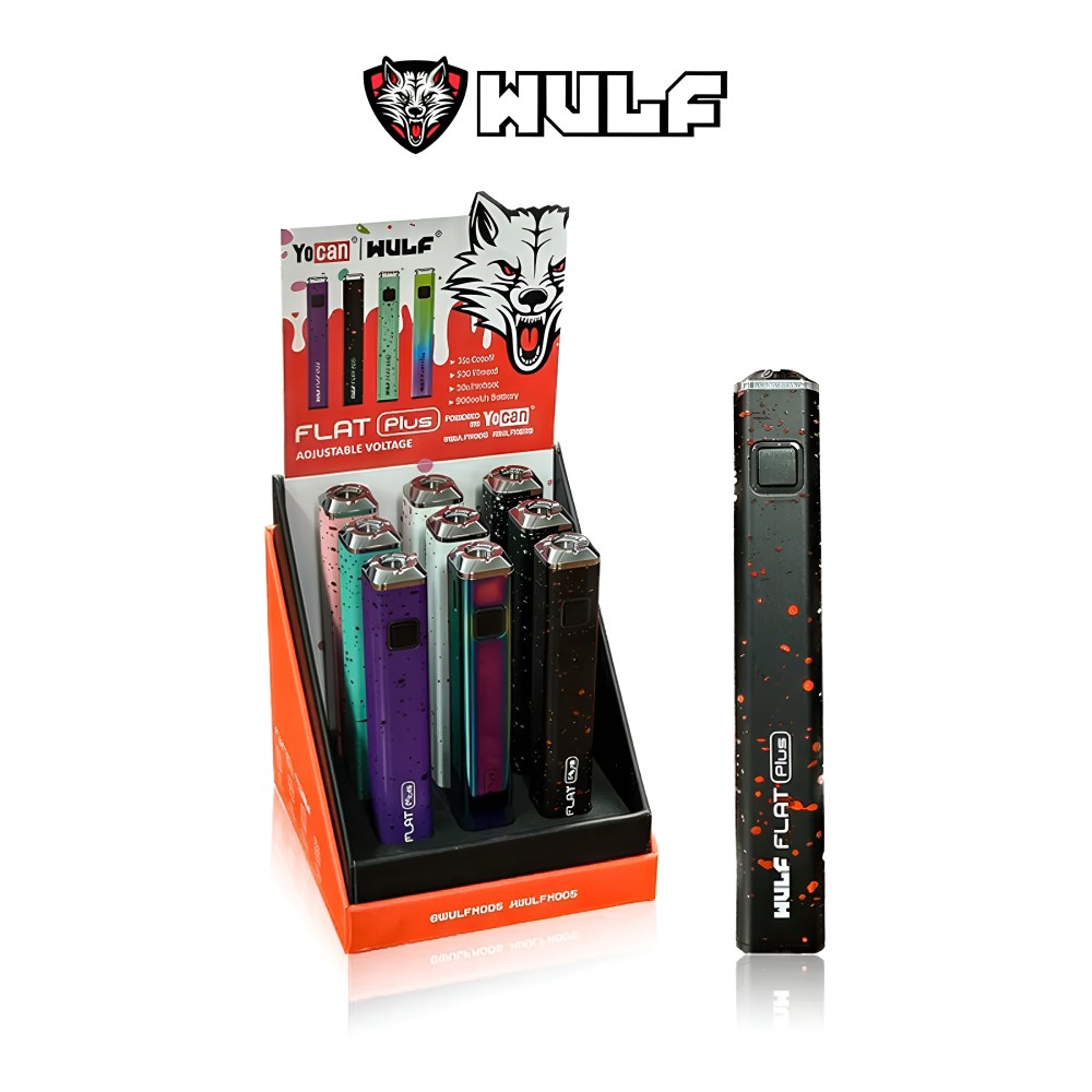 Wulf Mods x Yocan Flat Plus 900mAh Battery – 9 Count Display – Assorted Colors