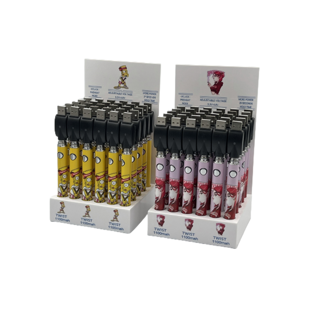 Twist 1100 mAh Adjustable Voltage Battery W/ Charger 30-Pk Display [1100mah]