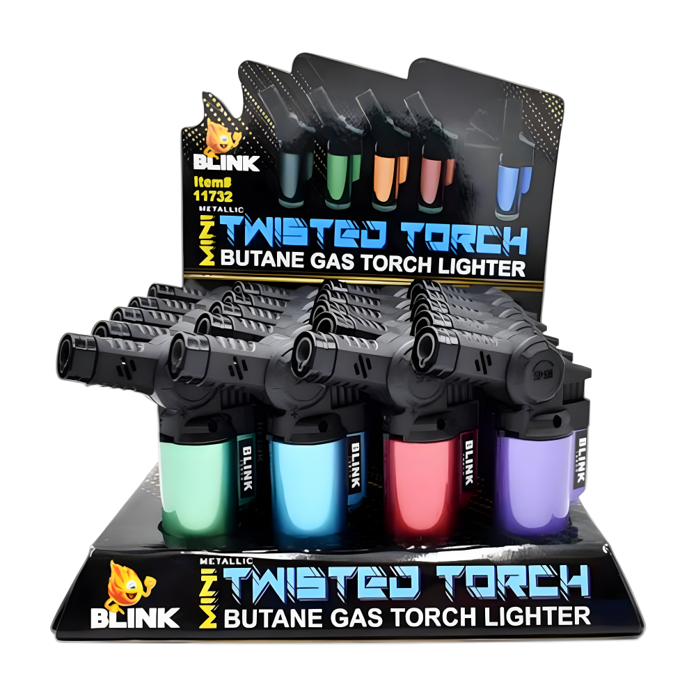BLINK mini metallic twisted torch lighter 20 count display