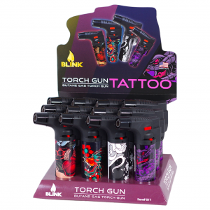 Blink Medium Torch Lighters - Tattoo Theme - 12ct Display [817]