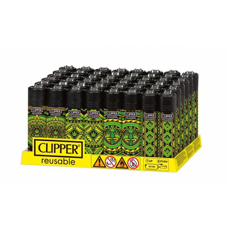 Clipper Classic Lighters - Azteca Leaves - (Display of 48) Clipper Classic Lighters - Azteca Leaves - (Display of 48)