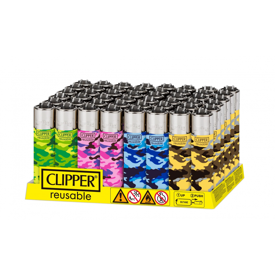 Clipper Classic Lighters - Camo - (Display of 48) Clipper Classic Lighters - Camo - (Display of 48)