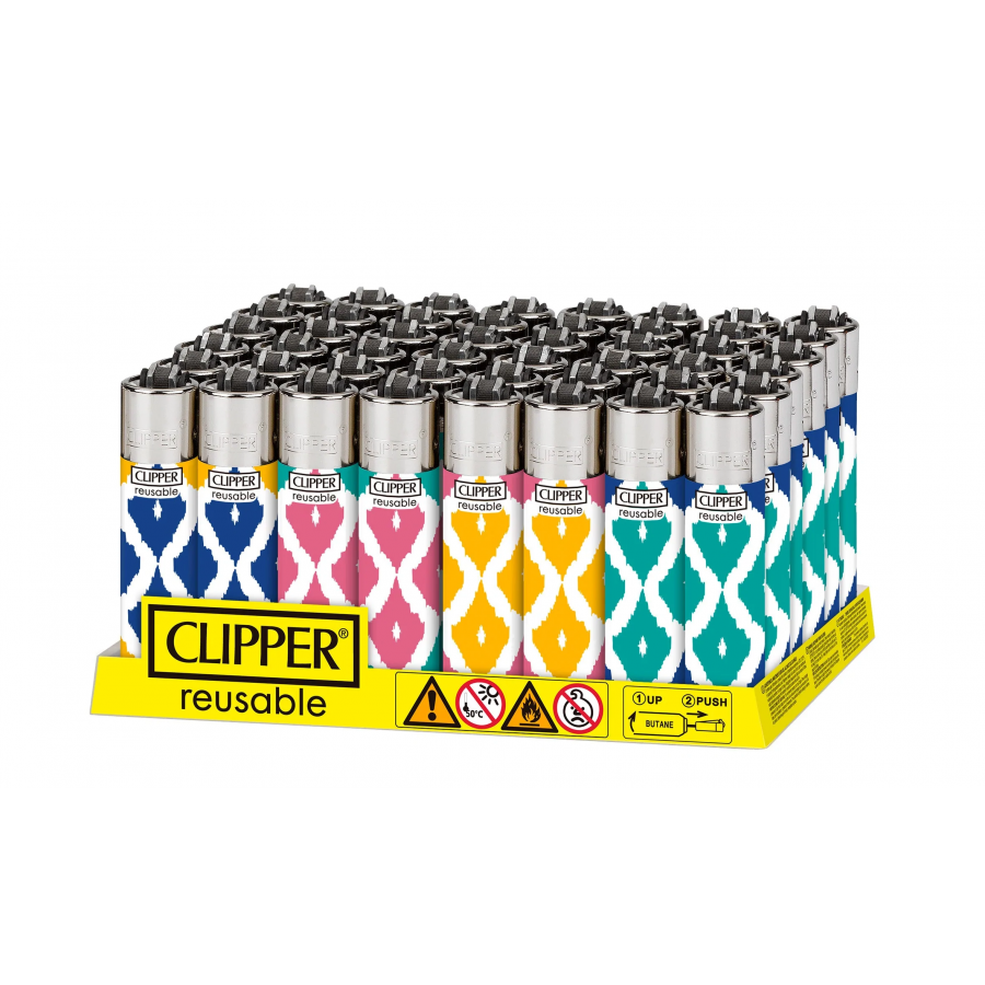 Clipper Classic Lighters - Ikat Design - (Display of 48) Clipper Classic Lighters - Ikat Design - (Display of 48)