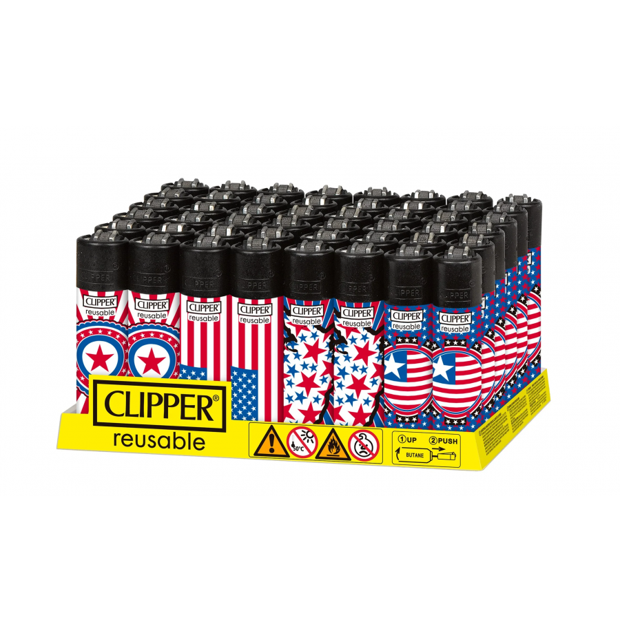 Clipper Classic Lighters - National Stars - (Display of 48) Clipper Classic Lighters - National Stars - (Display of 48)