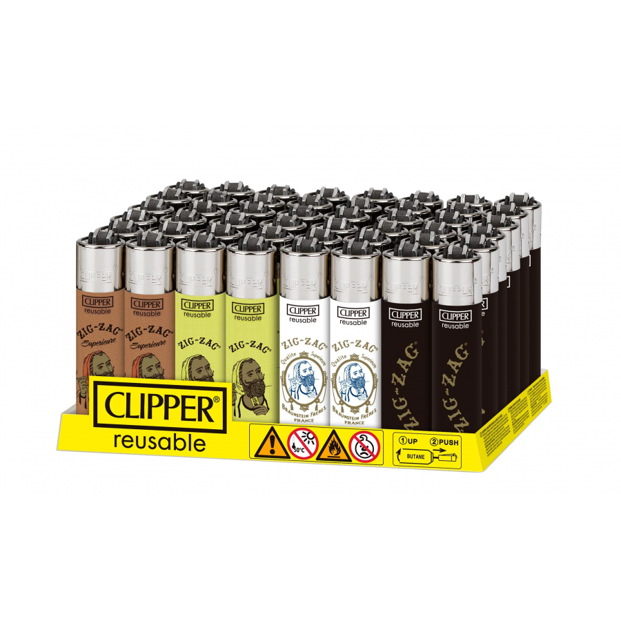 Clipper Classic Lighters - Zig-Zag Collection 1 - (Display of 48) Clipper Classic Lighters - Zig-Zag Collection 1 - (Display of 48)