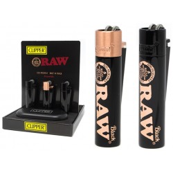 Clipper - Full Metal Rose Gold With RAW Logo Lighters - (Display of 12)