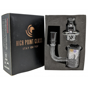  Diamond Bottom Quartz Banger With Full Deep Carving Pattern With 2 Terp Pearls & 1 Glass Carb Cap - 10mm Female Joint [DSQ838]