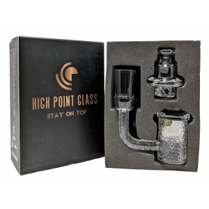 Diamond Bottom Quartz Banger with full Deep Carving Pattern with 2 terp pearls & 1 glass carb cap - 14mm Female Joint [DSQ838] 