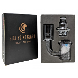  Diamond Bottom Quartz Banger With Full Deep Carving Pattern With 2 Terp Pearls & 1 Glass Carb Cap - 18mm Female Joint [DSQ838]
