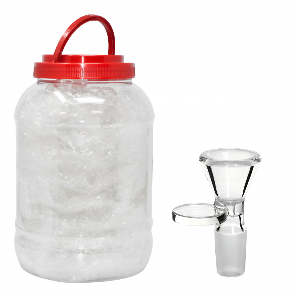 18mm Flat Handle Glass Pipe Bowl Wholesale 50 Count Jar