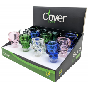 Clover Glass - 14mm Character Bowl - Assorted Colors - (Display of 12) [WPH-10-D12]