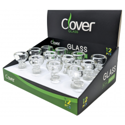 Clover Glass - 14mm Clear Bowl With Handle Bowl - Assorted Colors - (Display of 12) [WPH-1104-D12]