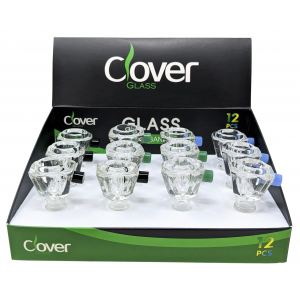 Clover Glass - 14mm Diamond Shape With Handle Bowl - Assorted Colors - (Display of 12) [WPH-236-D12]