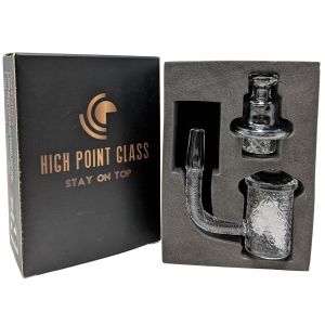Diamond Bottom Quartz Banger with full Deep Carving Pattern with 2 terp pearls & 1 glass carb cap - 10mm Male Joint  [DSQ839]