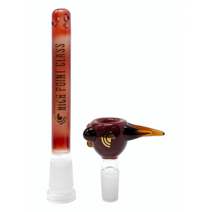 High Point Glass USA Color 18mm Down Stem & Matching 14mm Bowl Set In Box [ESBW21157]