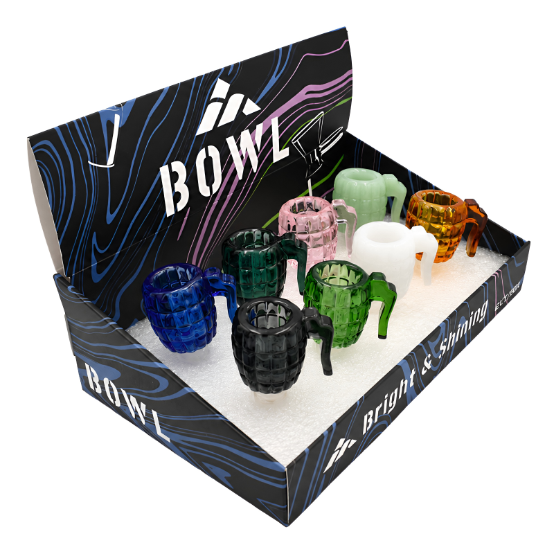 Grenade Shape 14mm Male Pipe Bowl – 8ct Display – Assorted Colors